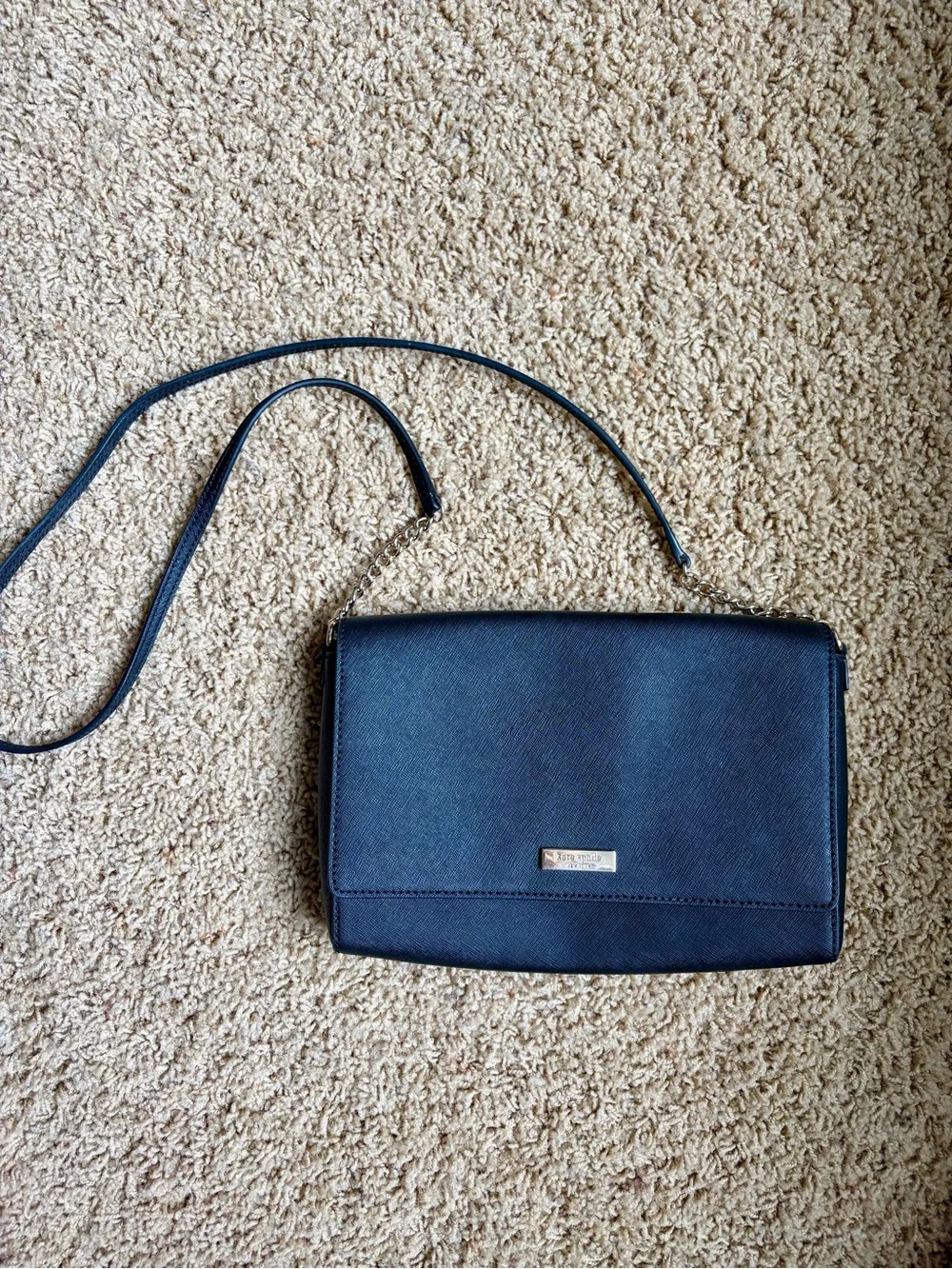 Kate Spade Leather Tilden Place Black Crossbody Bag with Gold Accents